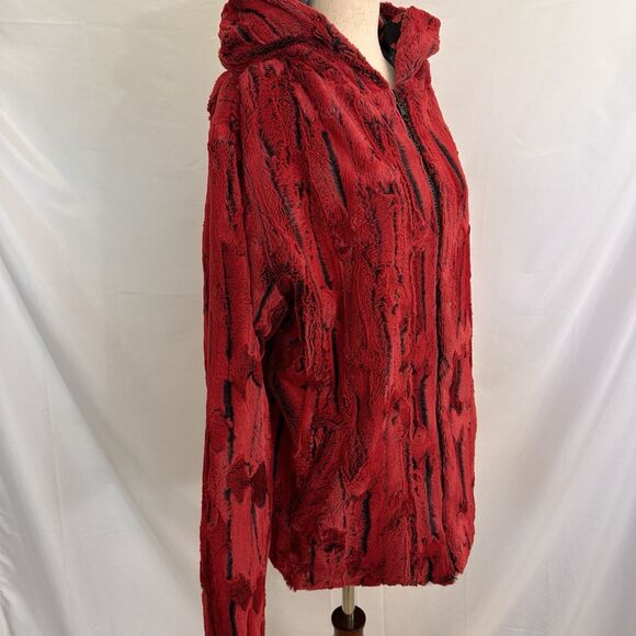 Liquid Dreams Art Faux Fur Red Jacket Reversible MEDIUM Kritter Klips - Picture 3 of 9